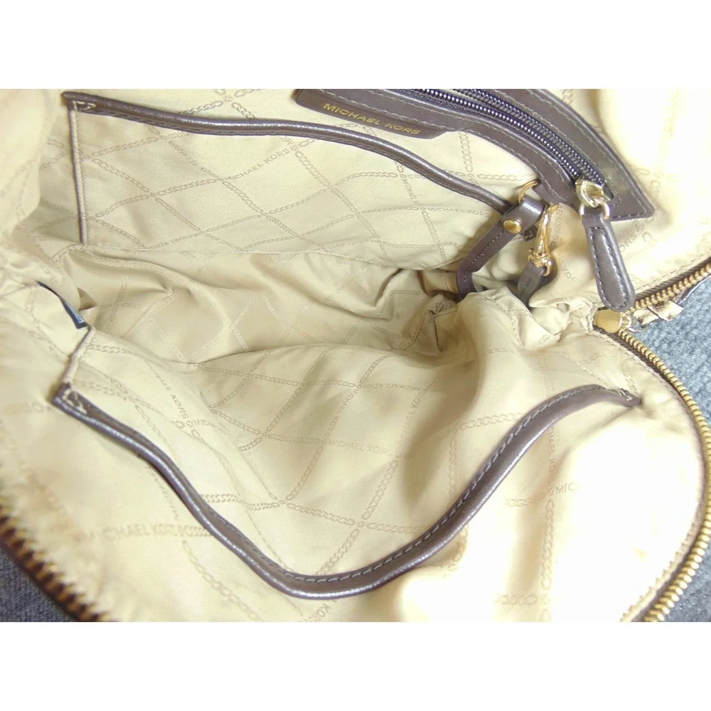Michael‎ Kors Sheila Satchel Brown Monogram Snakeskin Trim 30F0GHUS3B Large
